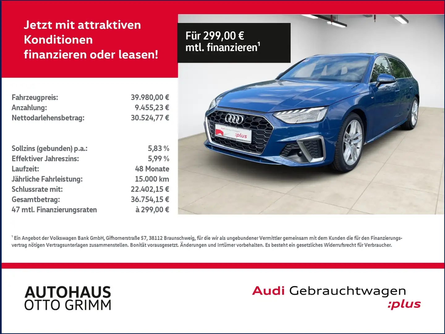 Audi A4 Avant 35 TFSI S line KLIMA LED NAVI LEDER Blau - 1