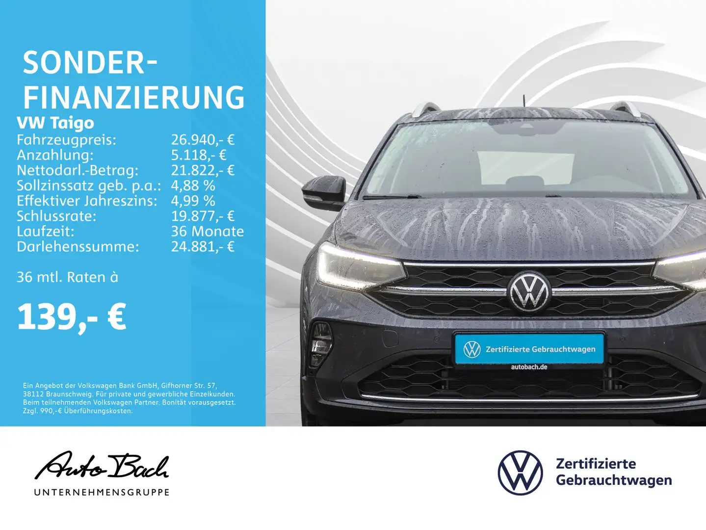 Volkswagen Taigo 1.0 TSI "Style" DSG Navi LED Digital Cockp Gris - 2