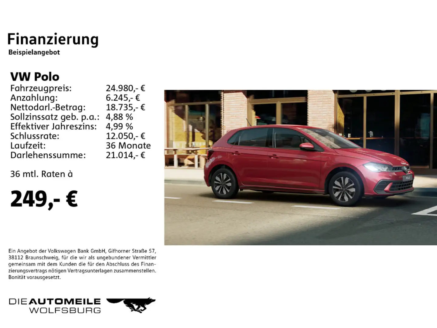Volkswagen Polo 6 VI 1.0 TSI DSG Move LED/ACC/Einparkhi v+h Rot - 2