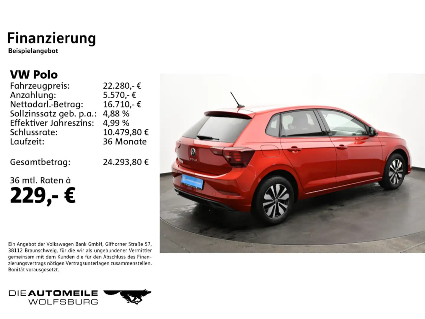 Volkswagen Polo 6 VI 1.0 TSI DSG Move LED/ACC/Einparkhi v+h Rot - 2