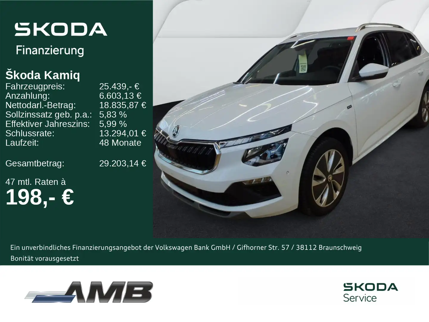 Skoda Kamiq Drive 1.0 TSI DSG/AHK/Matrix/Navi/RFKamera Weiß - 1
