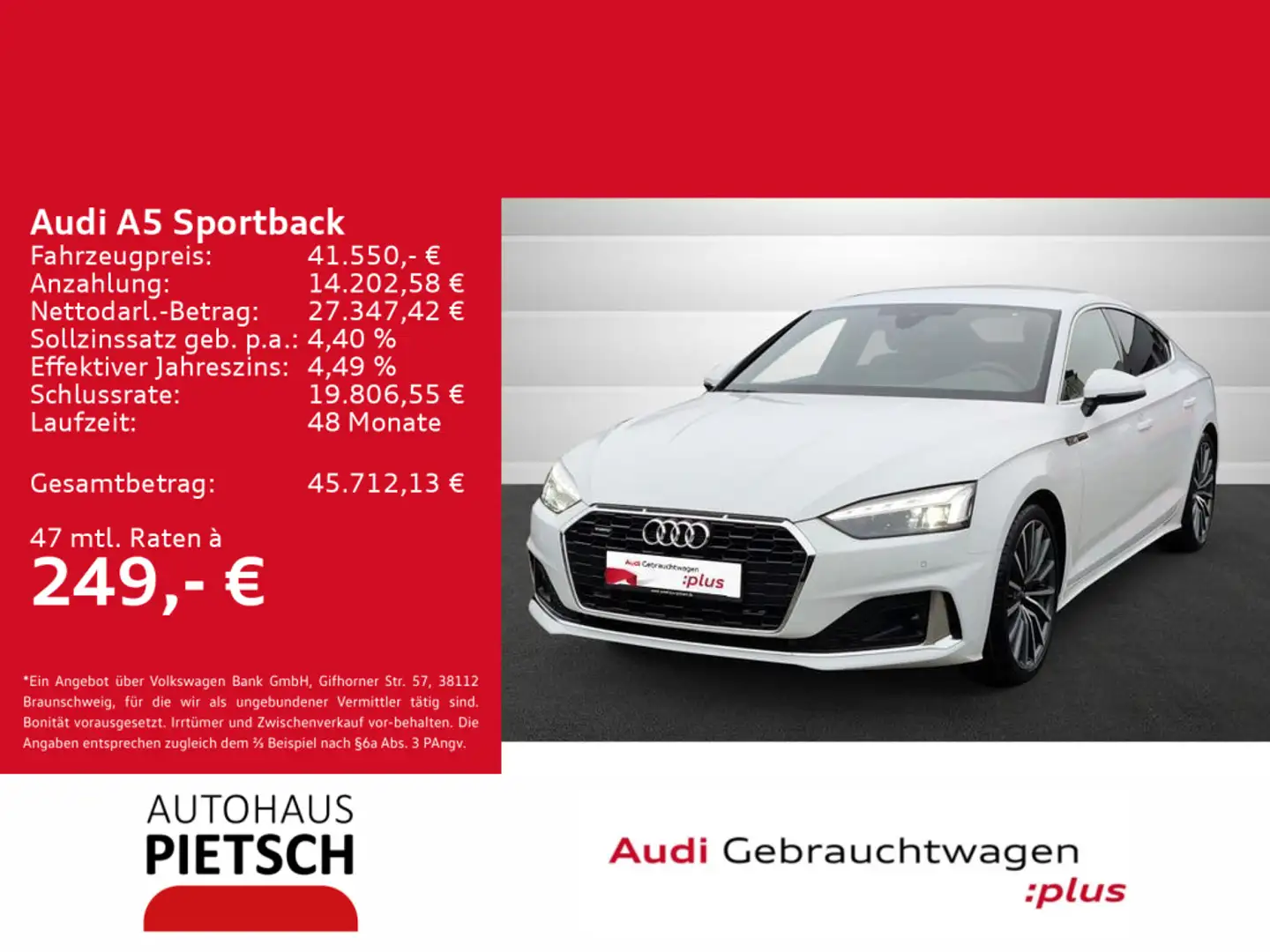 Audi A5 40 TDI advanced S line Matrix ACC Weiß - 1