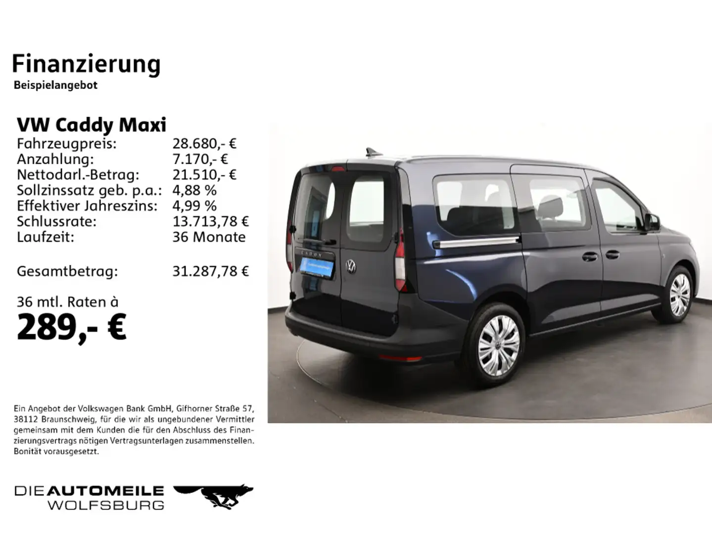 Volkswagen Caddy Kombi 2.0 TDI Tempo/Multilenk/Sitzhzg Blau - 2
