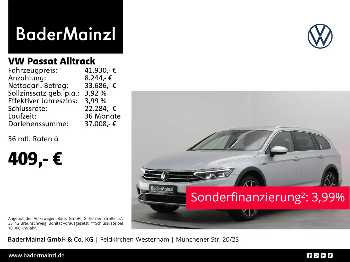 Volkswagen Passat Alltrack 2.0 TDI 4M DSG AHK Stdhz Pano Silber - 1