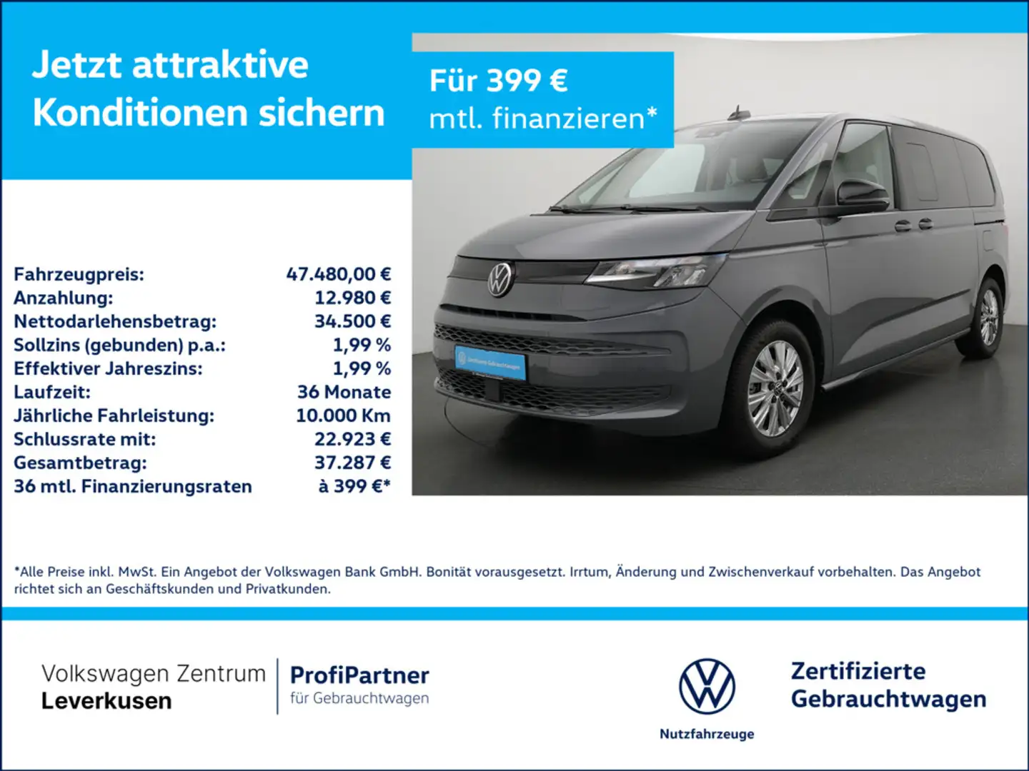 Volkswagen T7 Multivan VIRT AHK CARPLAYLED SHZ PDC KLIMA Grau - 1