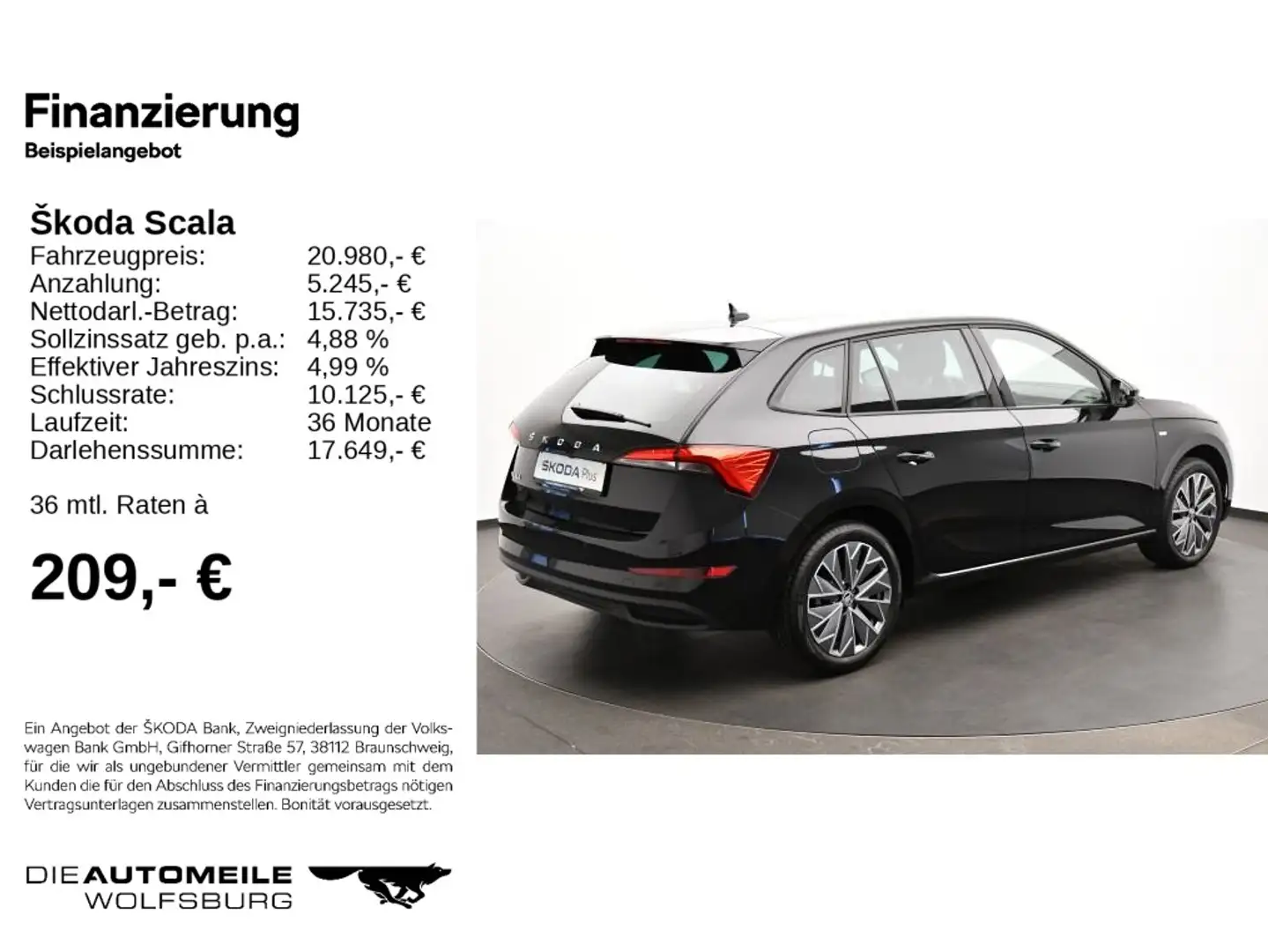 Skoda Scala 1.0 TSI Ambition Einparkhi/Navi/LED Schwarz - 2