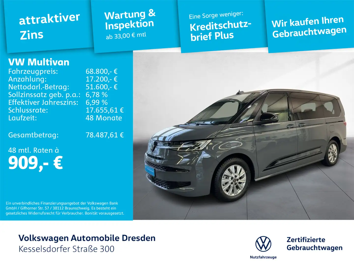 Volkswagen T7 Multivan Life 2,0 TDI Edition STHZG LÜ Grau - 1