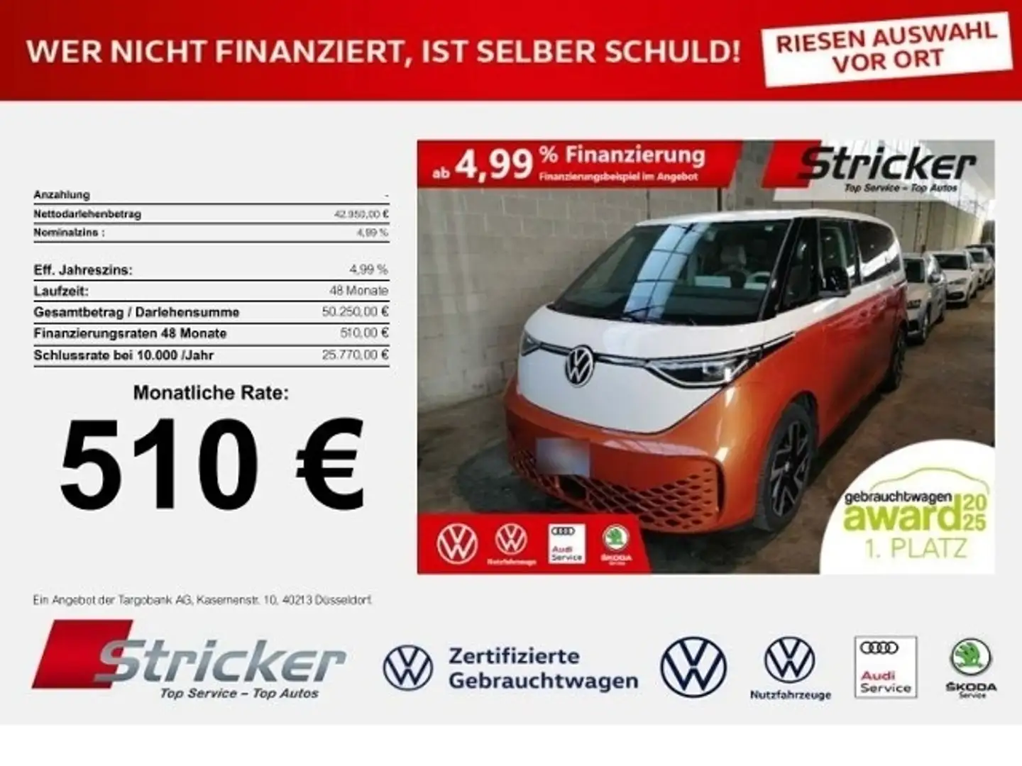 Volkswagen ID. Buzz 150/77 510,-ohne Anzahlung Navi IQ.Light Weiß - 1