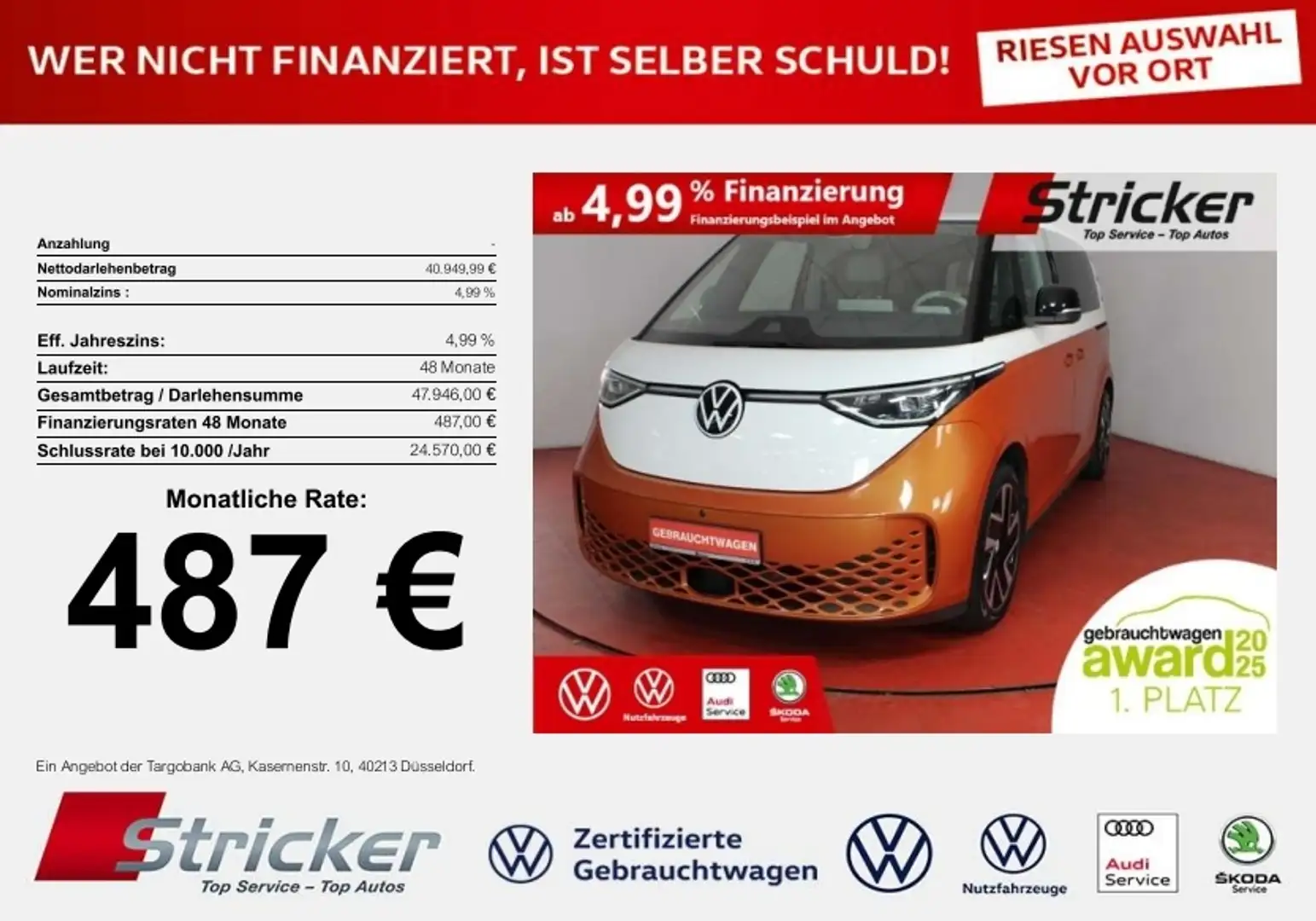 Volkswagen ID. Buzz 150/77 487,-ohne Anzahlung Navi IQ.Light Weiß - 1