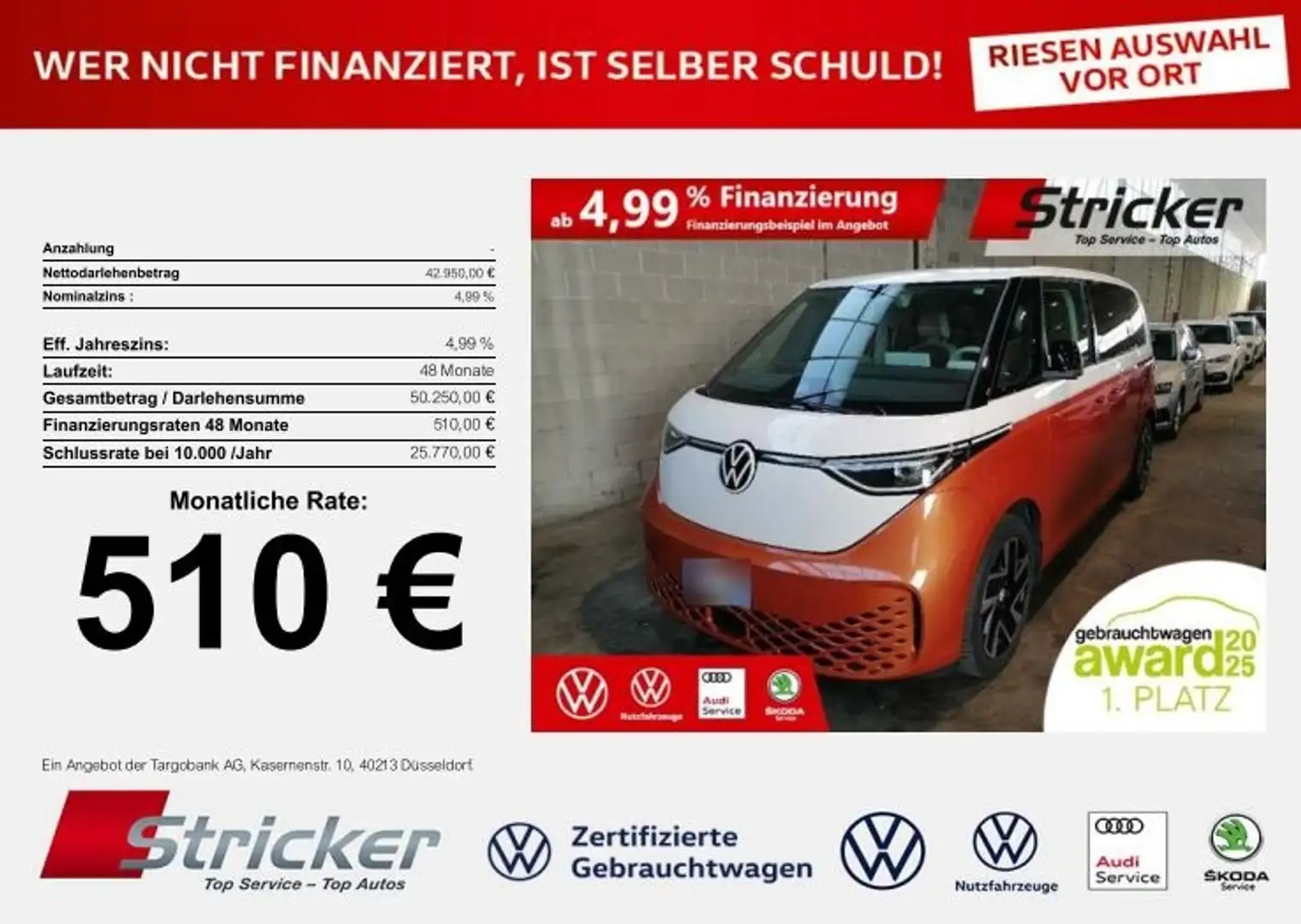Volkswagen ID. Buzz 150/77 510,-ohne Anzahlung Navi IQ.Light Weiß - 2