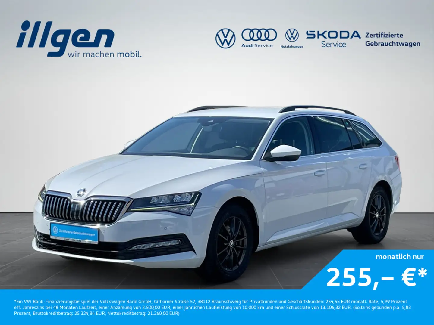 Skoda Superb Combi 2.0 TDI AMBITION DSG+LED+NAV+ACC+KAM Blanc - 1