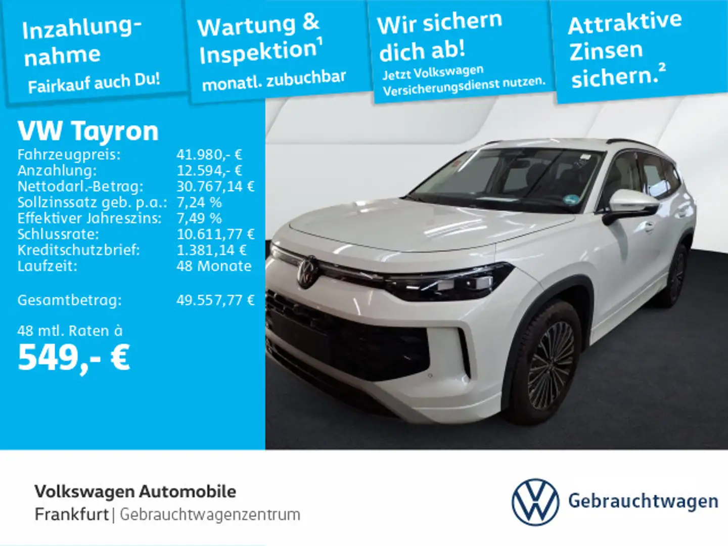 Volkswagen Tayron 2.0 TDI DSG 4Motion Life DAB+ IQLight IQD Weiß - 1