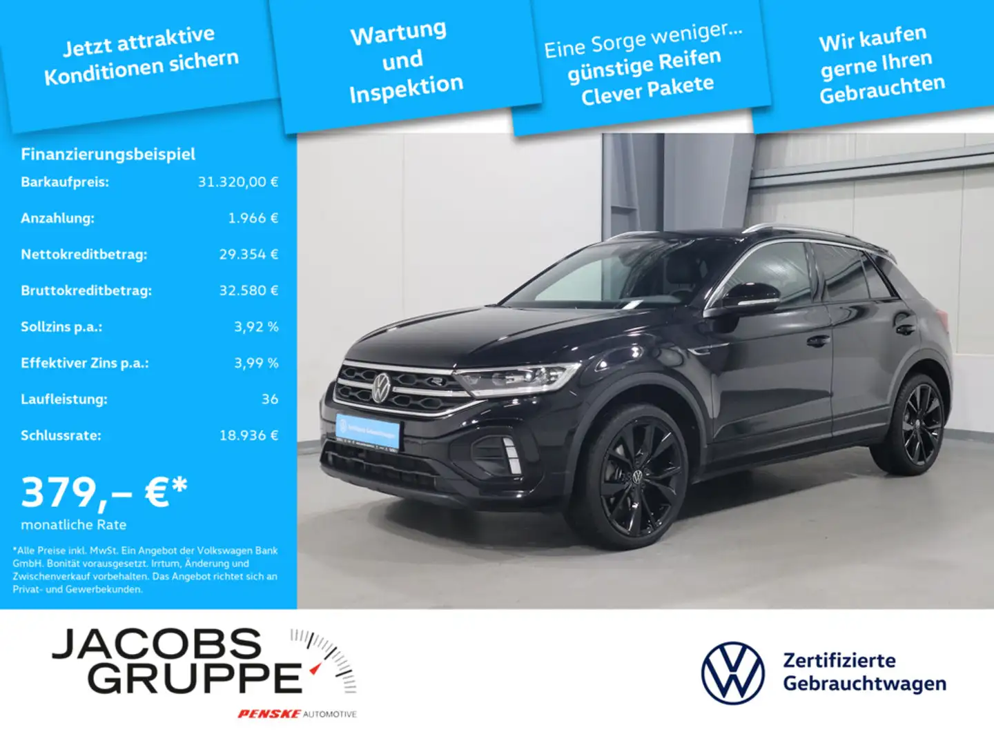 Volkswagen T-Roc 2.0 TDI DSG R-Line Navi*CAM*IQ*SHZ 4Motion Schwarz - 1