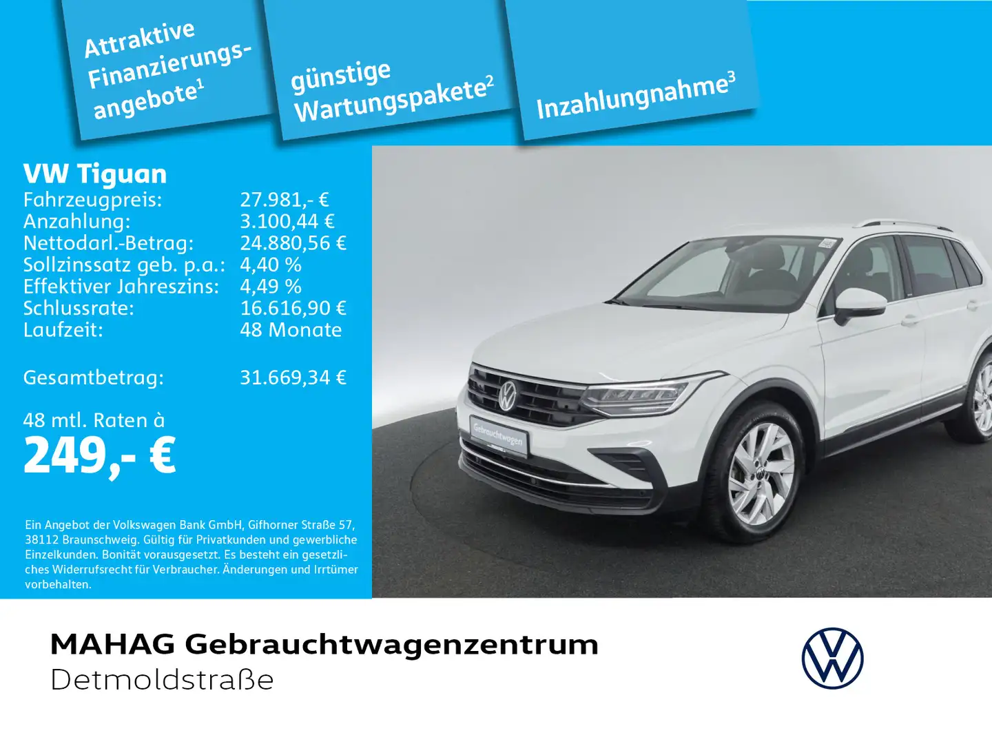 Volkswagen Tiguan 2.0 TDI MOVE AHK Navi LED Weiß - 1
