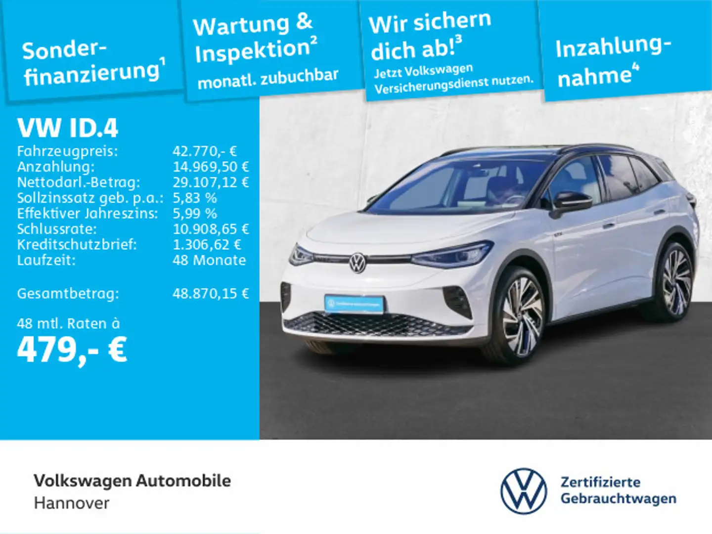 Volkswagen ID.4 GTX Navi AHK  LED ACC Pano PDC SHZ Weiß - 1