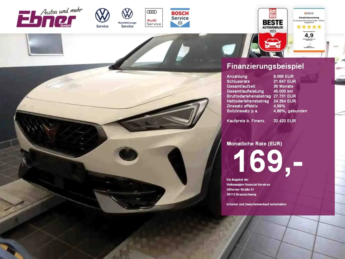 CUPRA Formentor 4DRIVE 2.0TSI DSG PANO+MEMORY+BEATS+ASSIST XL+MATR Weiß - 1