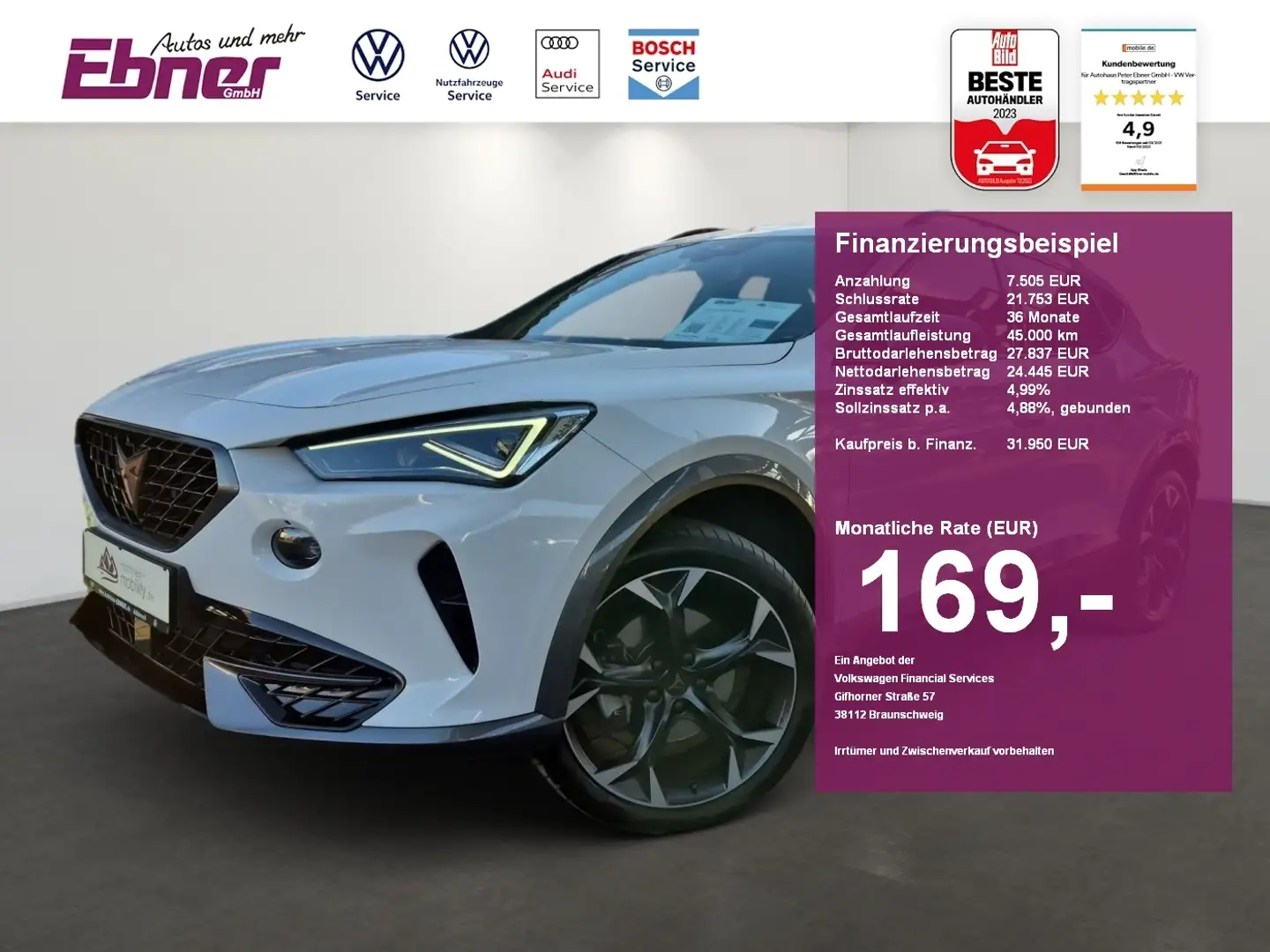 CUPRA Formentor 4DRIVE 2.0TSI DSG PANO+MEMORY+BEATS+ASSIST XL+MATR Weiß - 1
