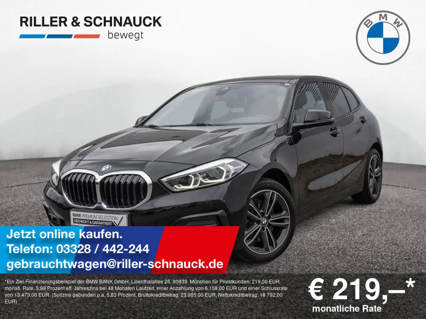 BMW 118 i Sport Line LED+NAVI+KEYLESS+KLIMAAUT+ Schwarz - 1