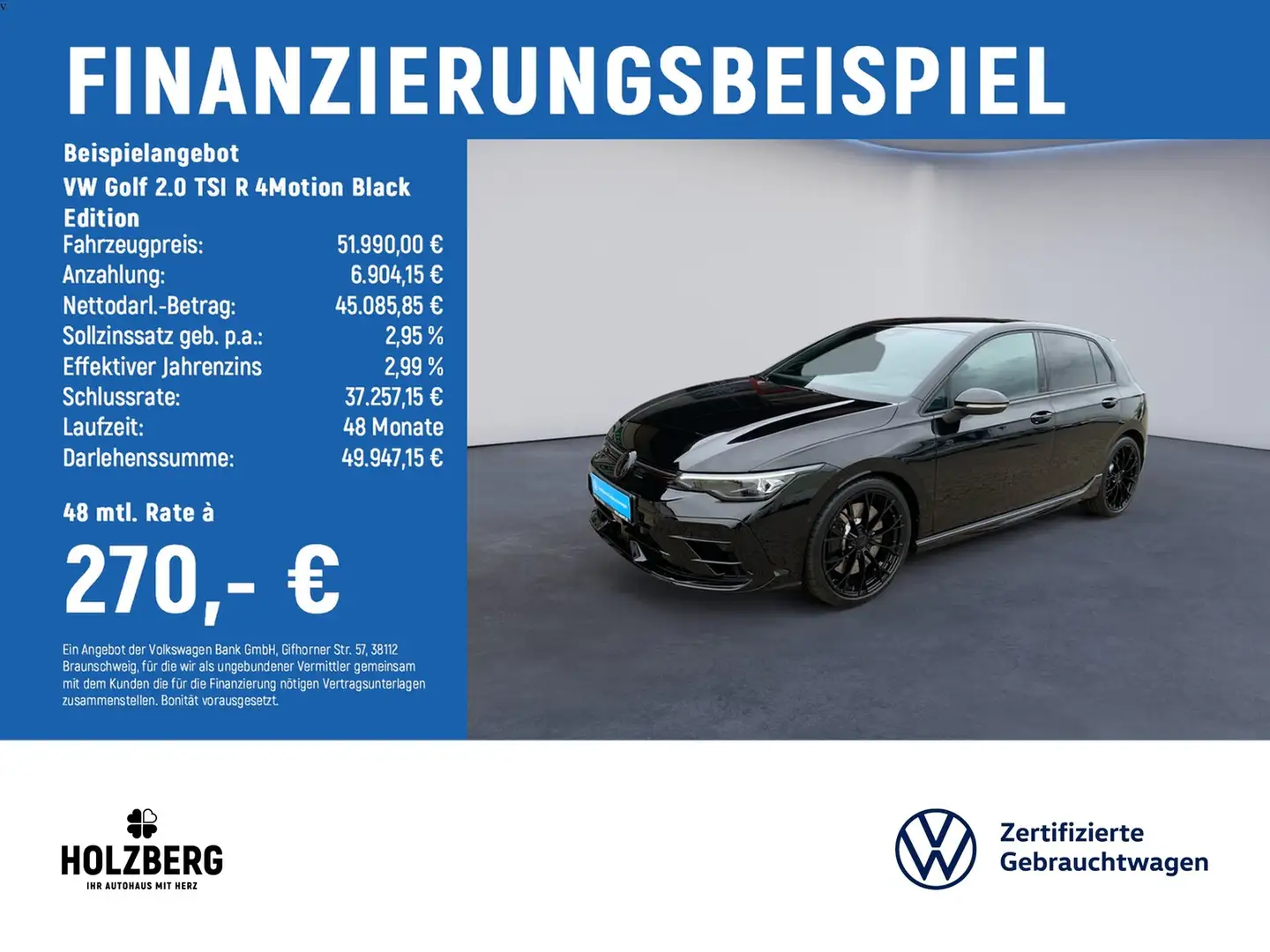 Volkswagen Golf 2.0 TSI R 4Motion Black Edition H&K+AKRAOPVIC+M... Schwarz - 2