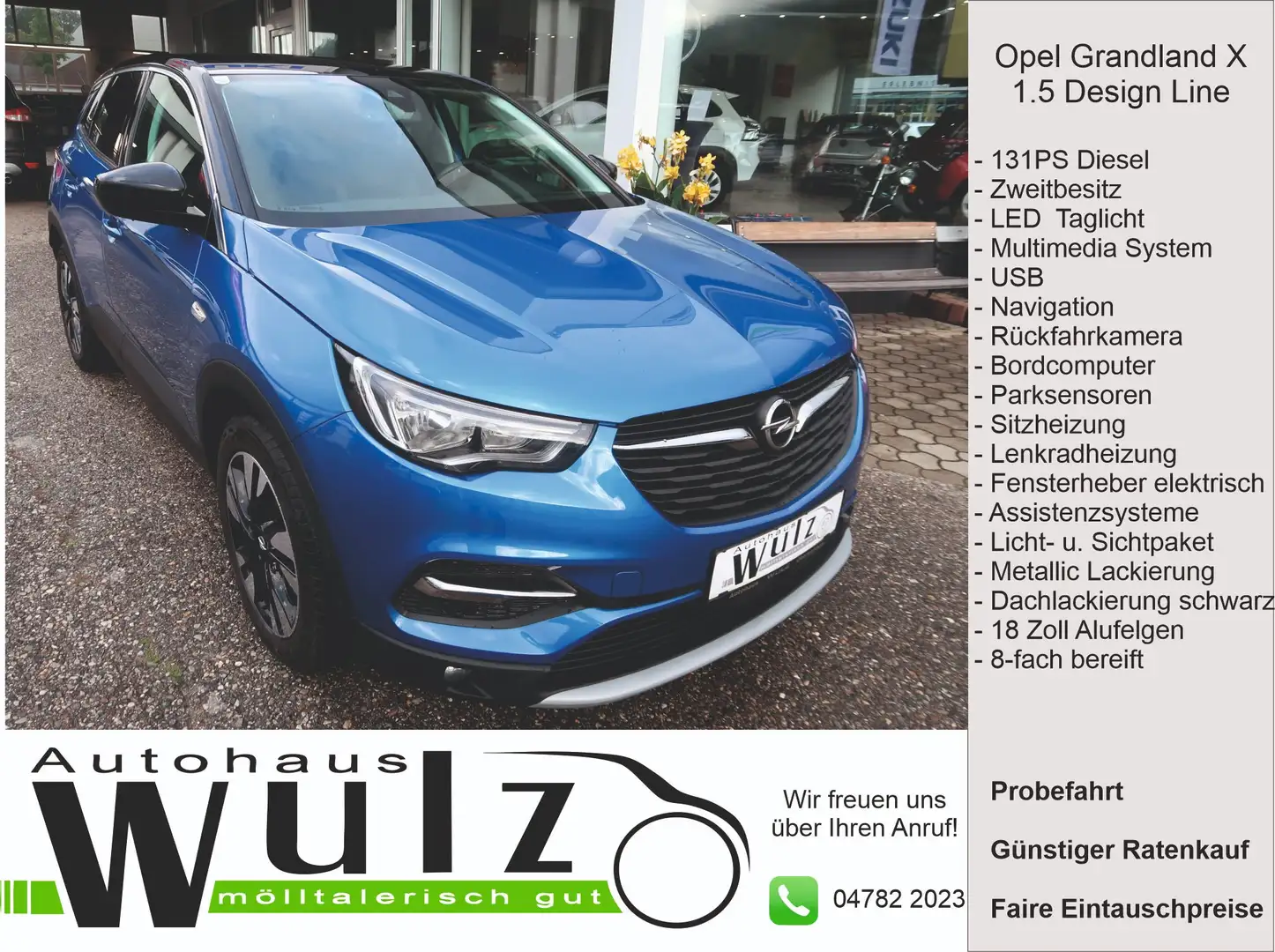 Opel Grandland X 1.5 Design Line Blau - 1