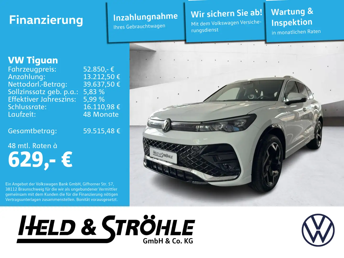 Volkswagen Tiguan R-Line 2.0 TDI DSG 4M AHK MATRIX 360°KAM Белый - 1