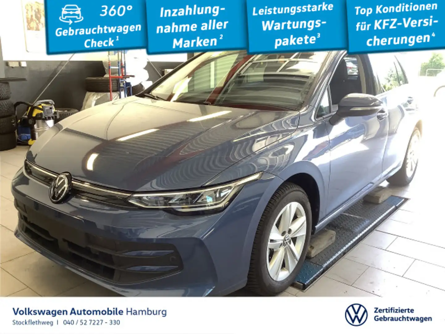 Volkswagen Golf VIII 1.5 eTSI Life DSG Kamera LED CarPlay Blauw - 1