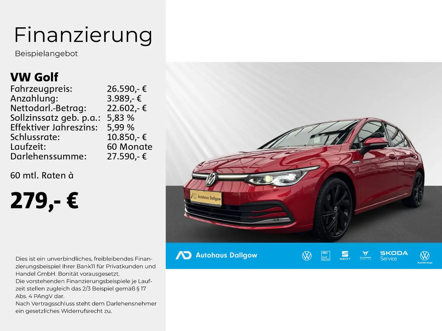 Volkswagen Golf Style (Fahrschulwagen) - MwSt ausweisb.LED+ Rood - 2