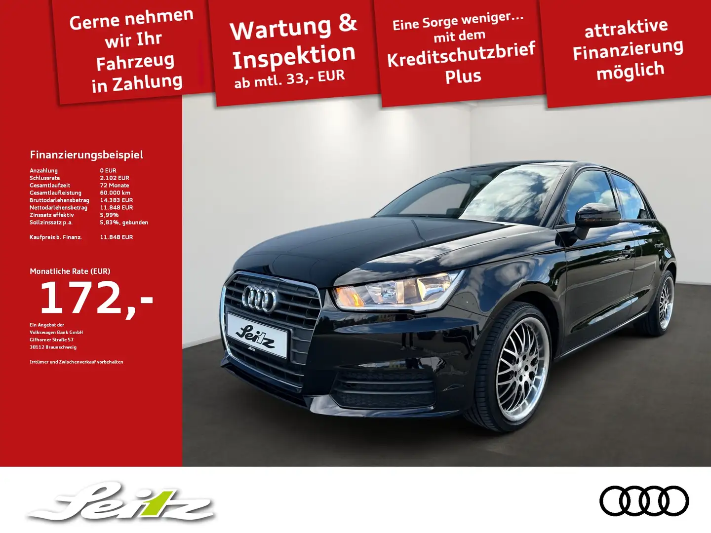 Audi A1 Sportback 1.0 TFSI *PARKSENSOR*SITZH*TEMPOMAT* Noir - 1