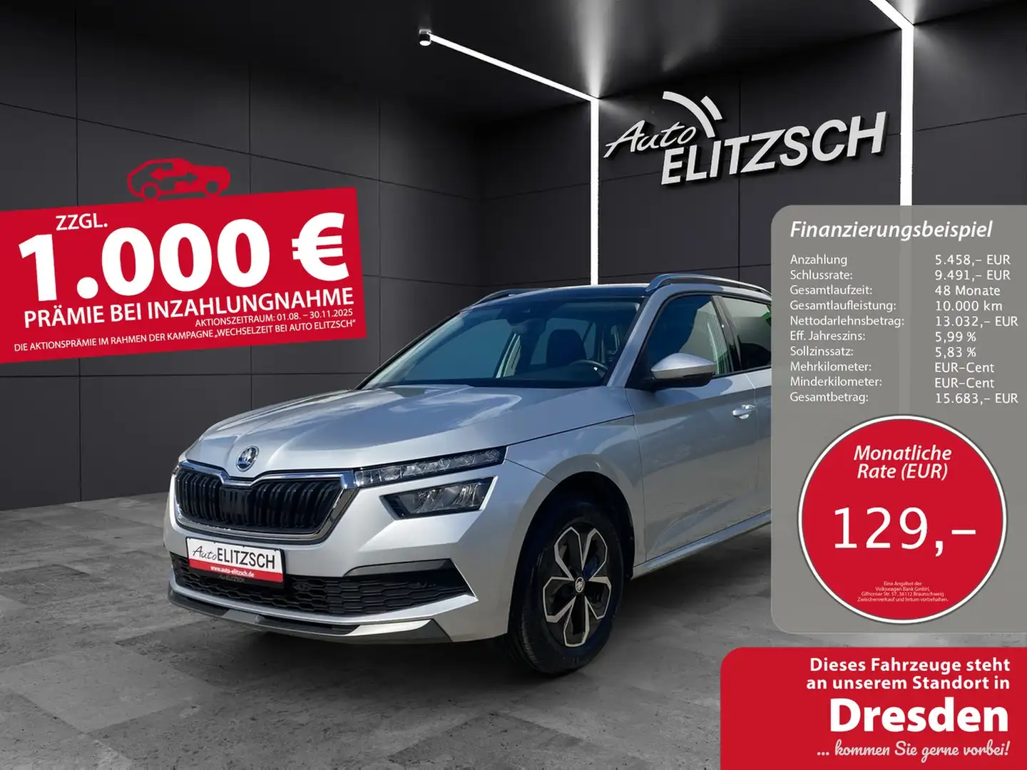 Skoda Kamiq TSI Ambition LED Pano GRA PDC SH LM Silber - 1
