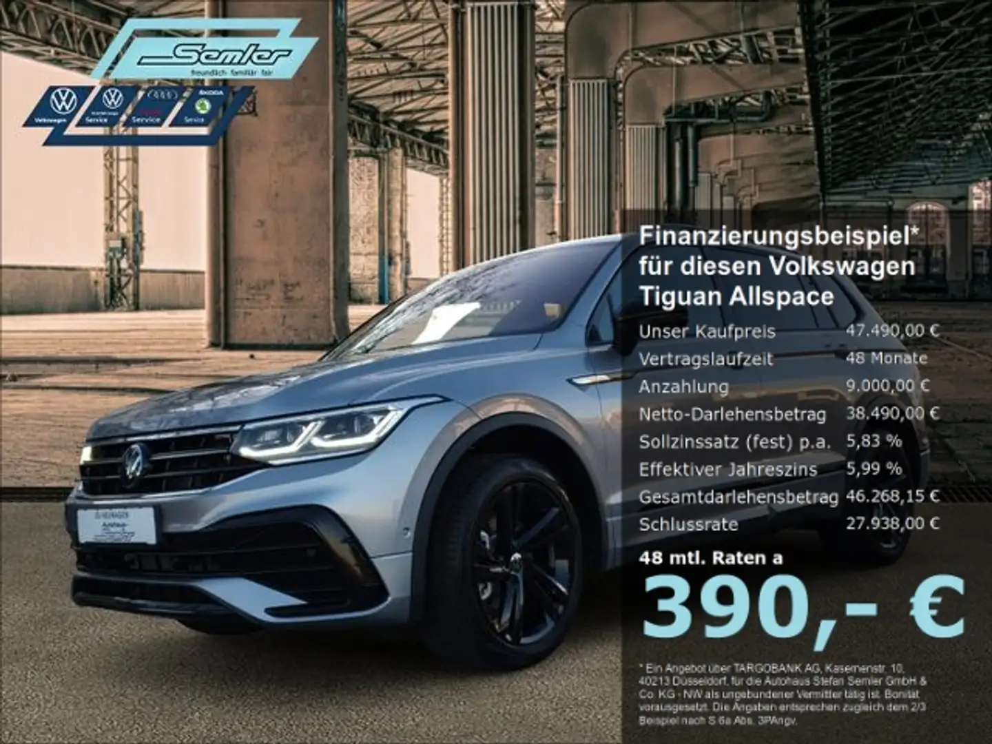 Volkswagen Tiguan Allspace R-Line TDI DSG 4M AHK H&K NAVI MATRIX Silber - 1