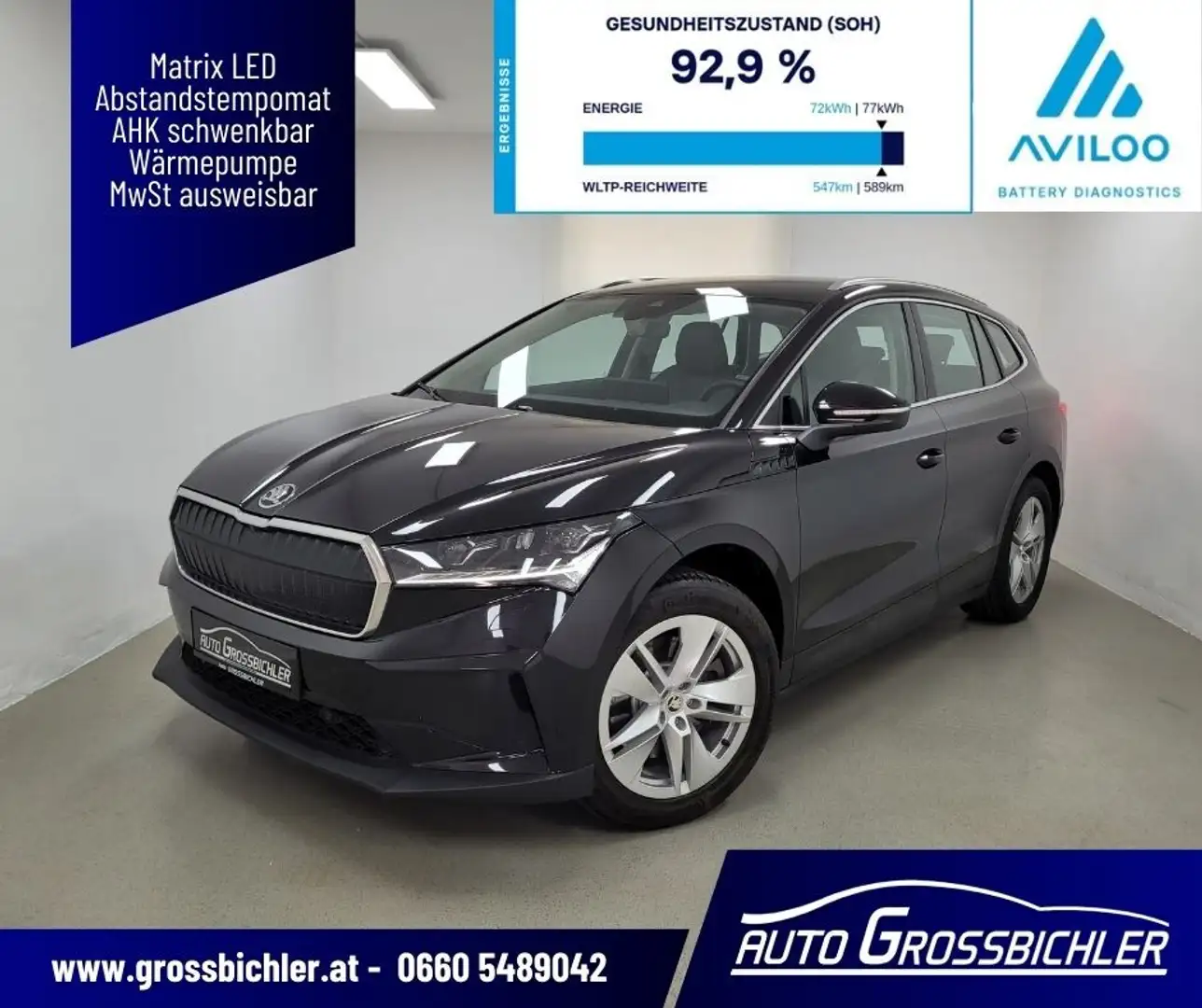 Skoda Enyaq iV 80 82kWh AHK schwenkbar, Matrix LED, Wärmepu Schwarz - 1