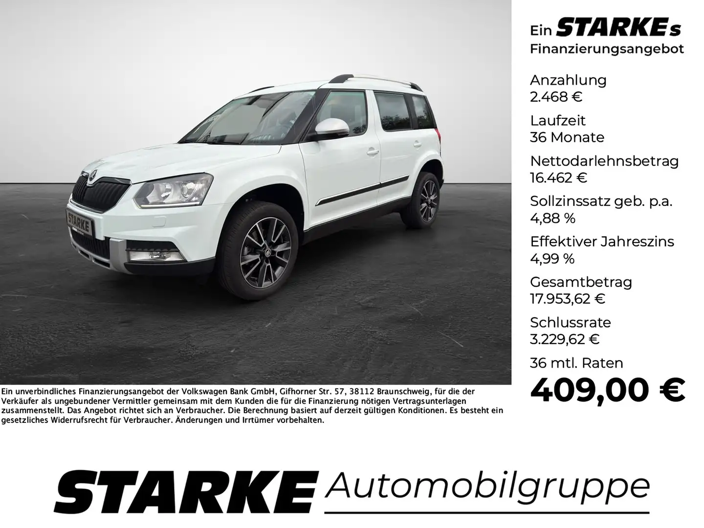 Skoda Yeti 2.0 TDI 4x4 Ambition Outdoor Weiß - 1