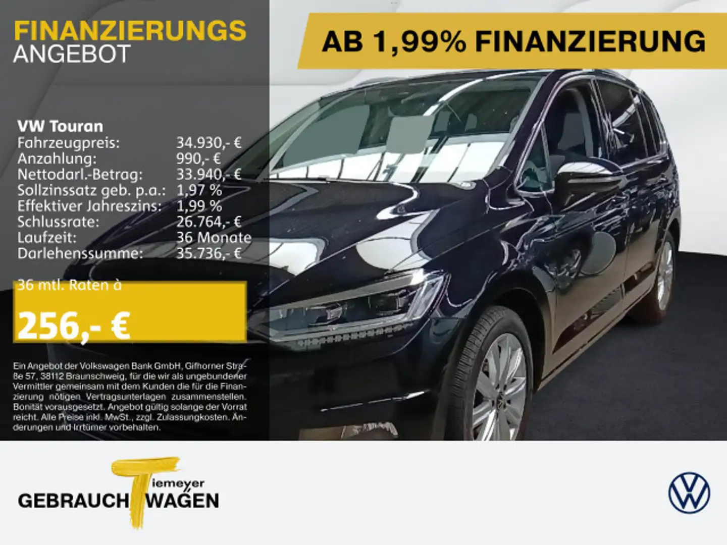 Volkswagen Touran 2.0 TDI DSG HIGHLINE 7-SITZE NAVI AHK KAM Schwarz - 1