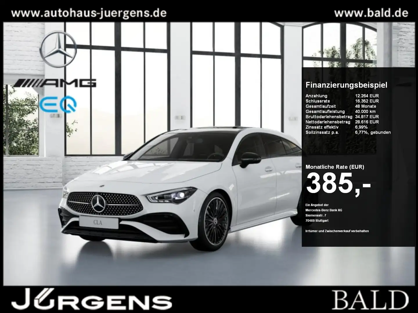 Mercedes-Benz CLA 250 e SB AMG-Sport/Pano/Leder/Night/Burm/360 Weiß - 1