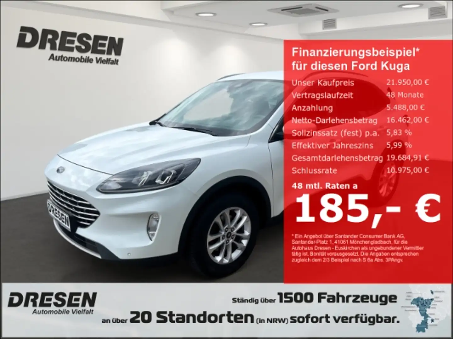 Ford Kuga Titanium 1,5 Sitzheizung/Navi/Klimaautomatik/PDC v Weiß - 1