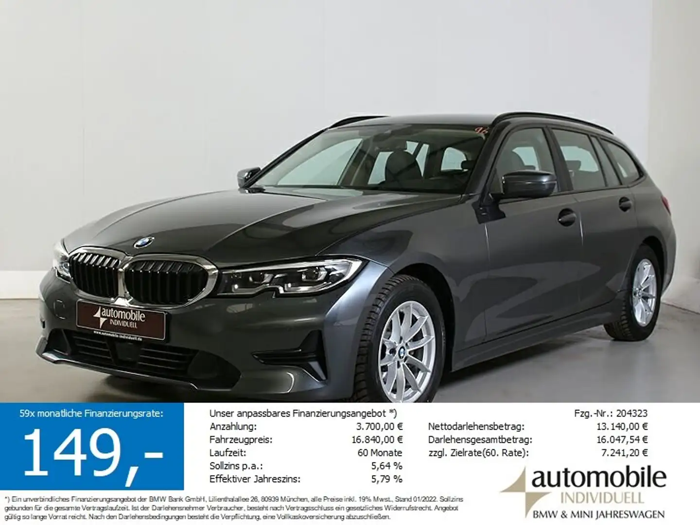 BMW 318 d AT Advatage ACC AHK HiFi Sportsitze DAB Gris - 1
