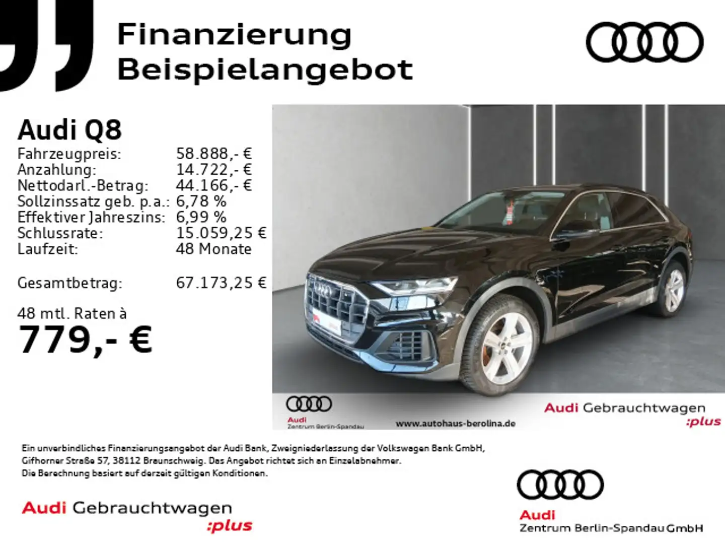 Audi Q8 55 TFSI qu. tiptronic *TOUR*STADT*PDC+*SHZ* Schwarz - 1