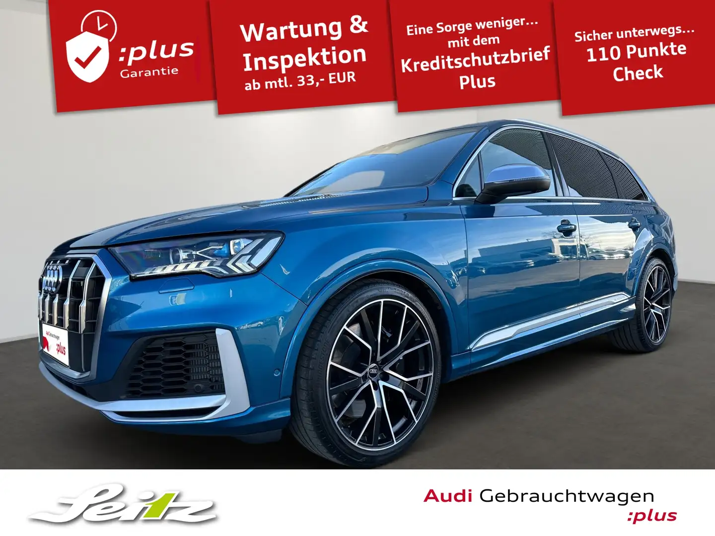 Audi SQ7 4.0 TFSI quattro *7-SITZER*AHK*DVD*HEAD-UP* Blauw - 1
