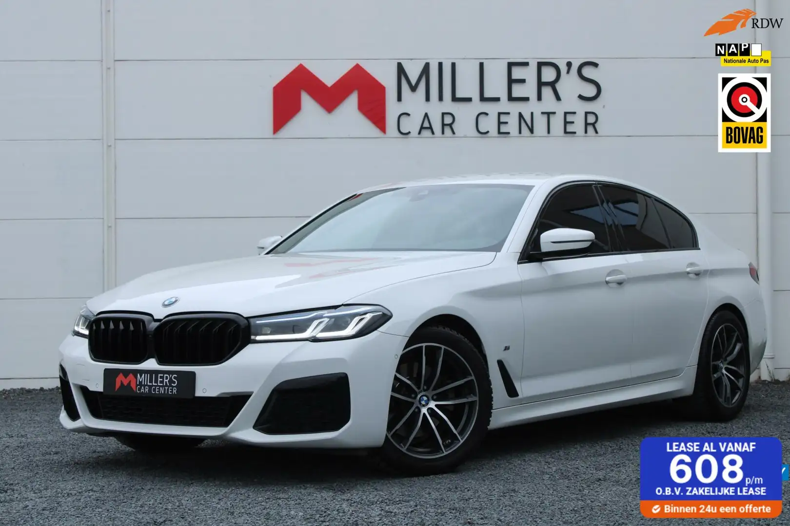 BMW 520 5-serie 520i M-SPORT LASER MEMORY LEDER CAMERA SFE Weiß - 1
