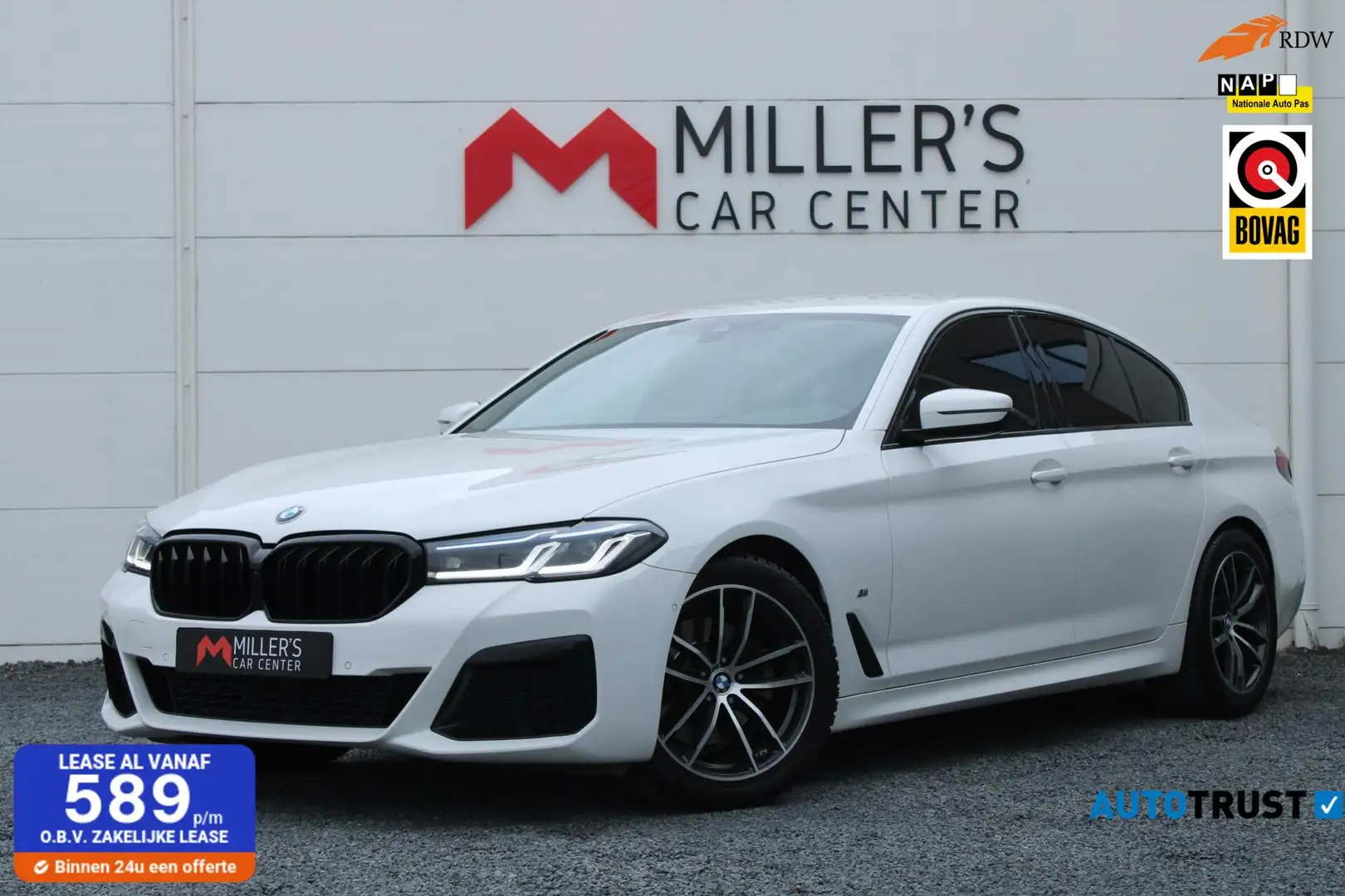 BMW 520 5-serie 520i M-SPORT LASER MEMORY LEDER CAMERA SFE Wit - 1