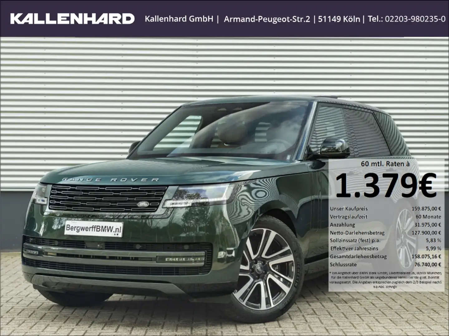 Land Rover Range Rover P550e-HSE-Pano-Meridian Signature-Luftfahrwerk Groen - 1