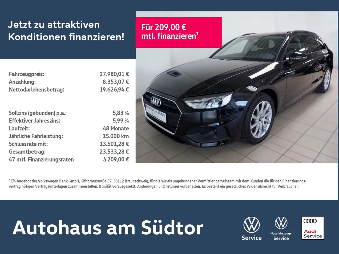 Audi A4 35 Avant 2.0 electric TFSI | LED PDC GRA Navi Schwarz - 1