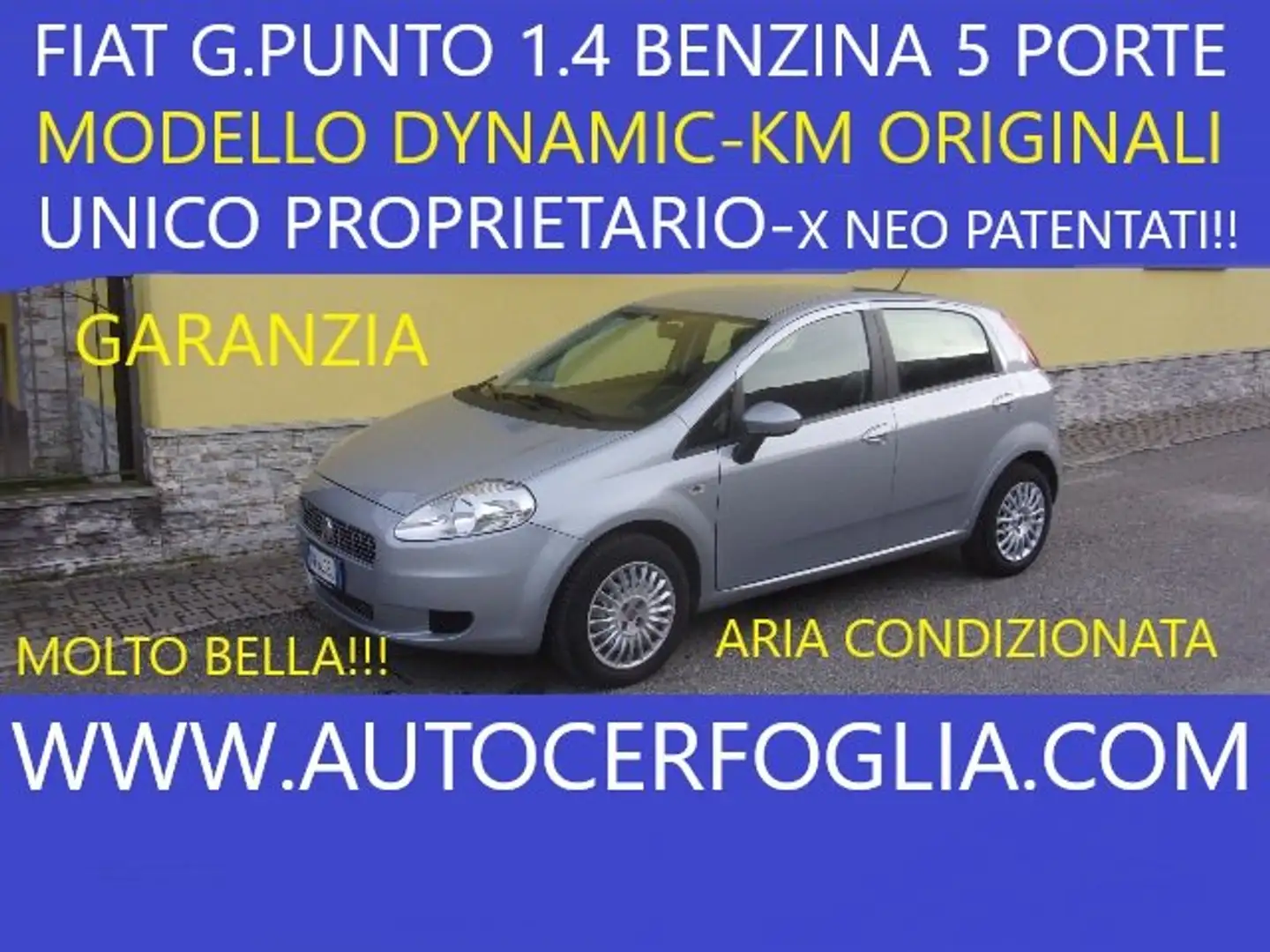 Fiat Grande Punto 5p 1.4 Dynamic 77cv-UNICO PROPRIETARIO!! Argento - 1