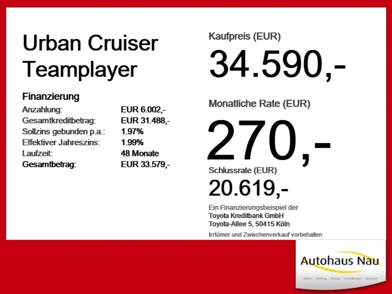 Toyota Urban Cruiser Teamplayer 0% Finanzierung!!! 4
