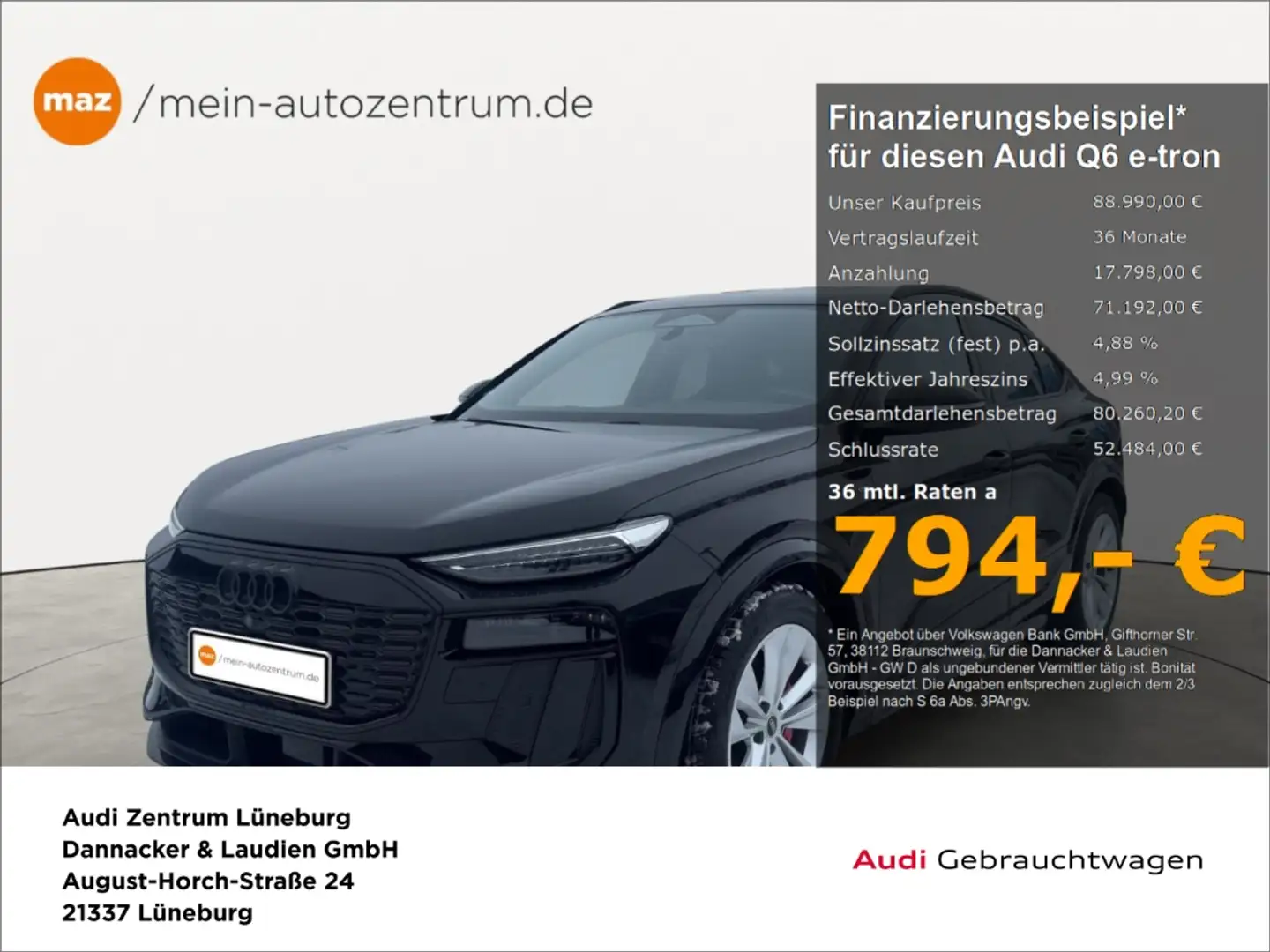 Audi Q6 e-tron Sportback performance 225 kW Schwarz - 1