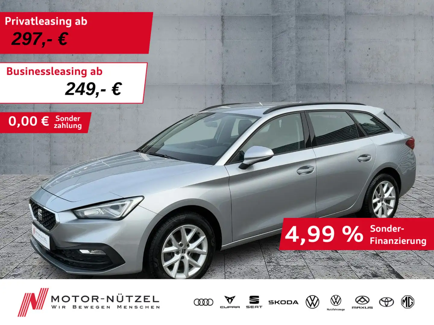 SEAT Leon ST 1.0 eTSI DSG STYLE LED+NAVI+APP+SHZ+PDC Silber - 1