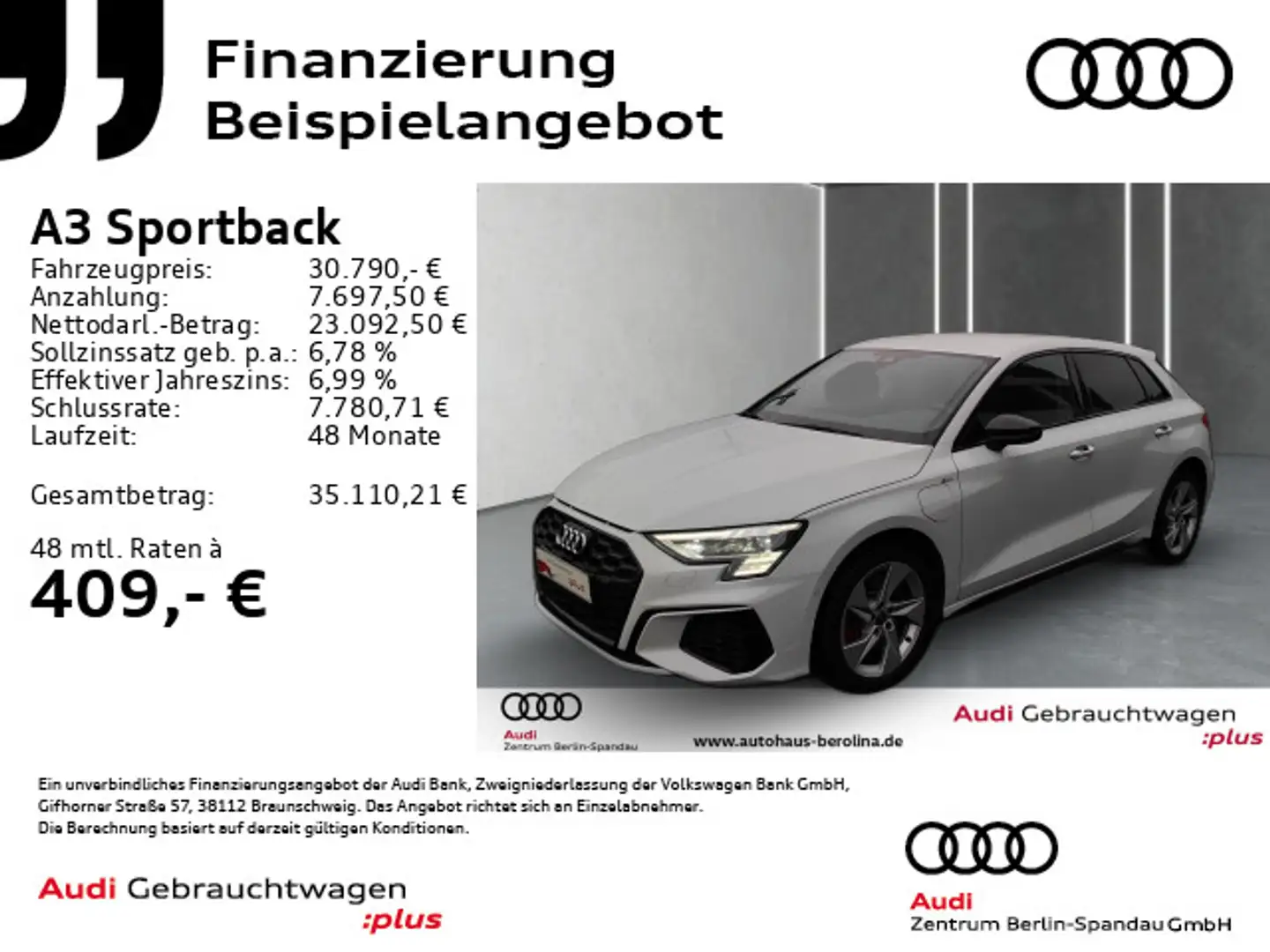 Audi A3 45 TFSI e S line S tronic *MATRIX* Weiß - 1