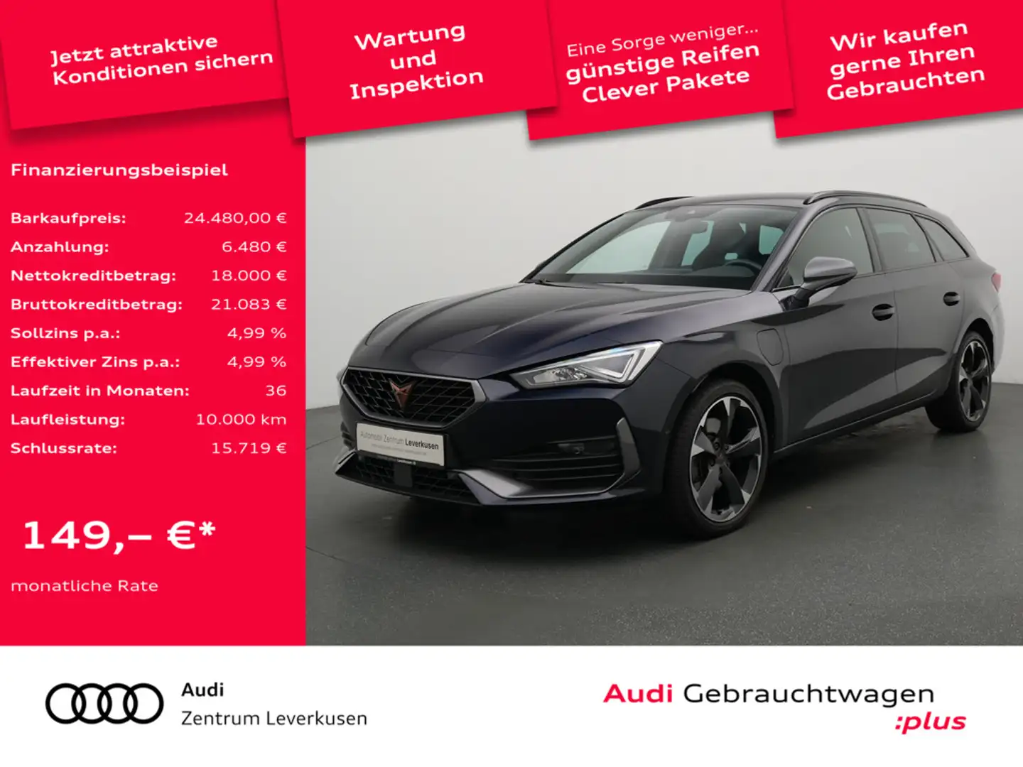 CUPRA Leon ST e-Hybrid NAVI VIRT LEDER KAM DCC CARP Blau - 1