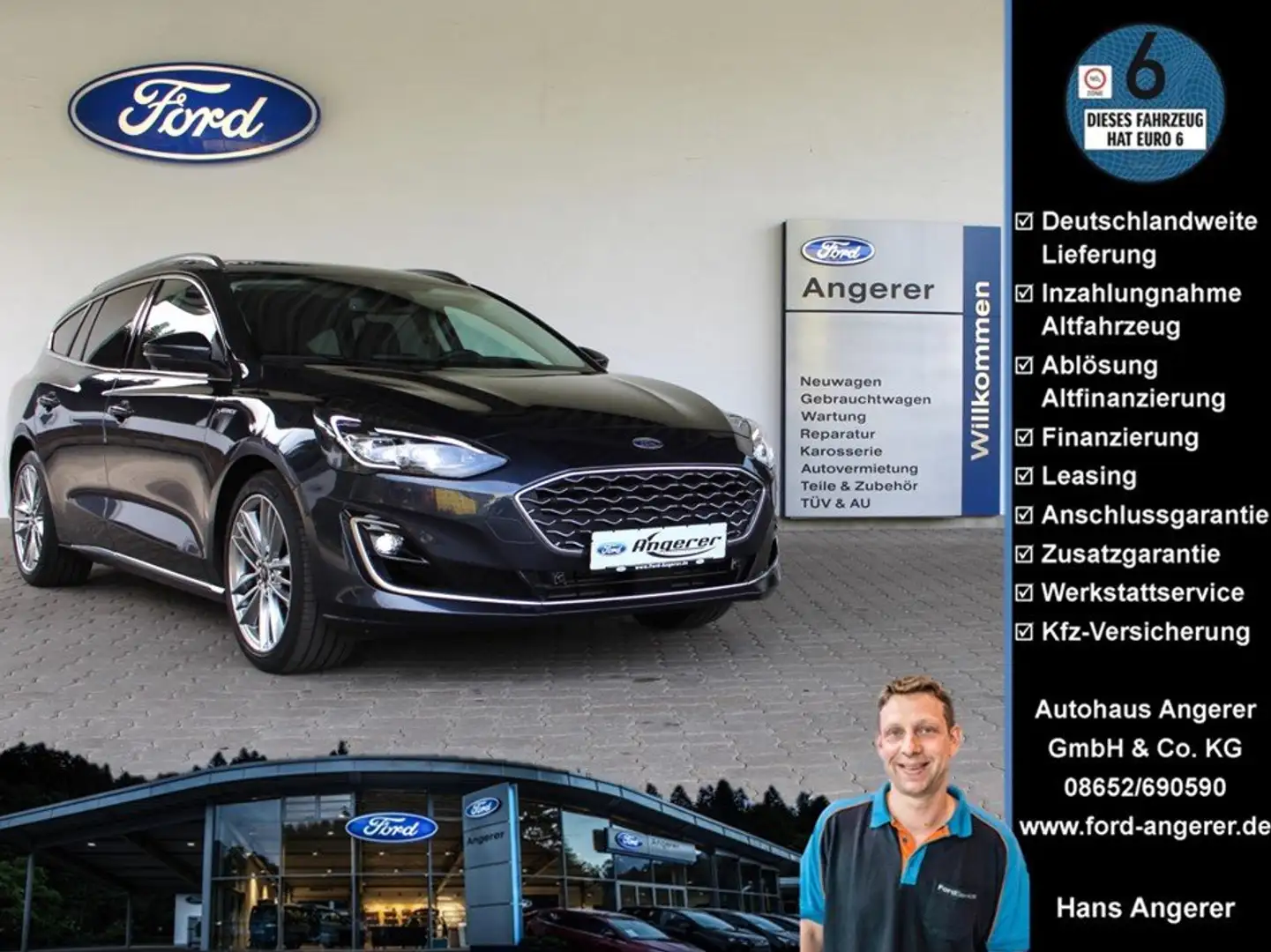 Ford Focus Vignale Aut. Stand-HZ,Pano,HUD,ACC,LED,CAM,8-fach Blau - 1