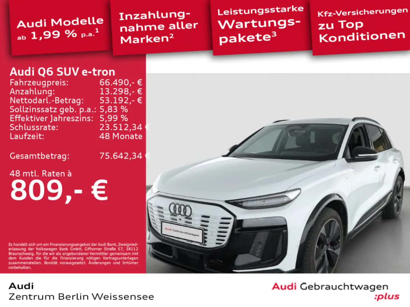 Audi Q6 e-tron*S-LINE*PANO*B&O*LEDER*360°*MATRIX* Weiß - 1